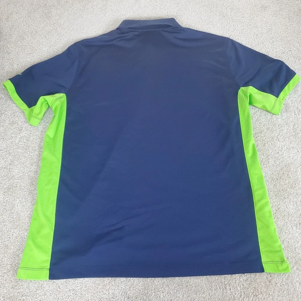 Nike Men's Polo Shirt Size  XL Navy Blue Green‎ Dri-Fit Sleeve